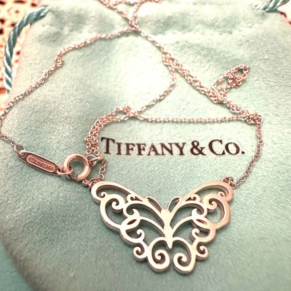 Tiffany & Co. Enchant Filigree Butterfly Pendant Necklace Sterling Silver 16" - Picture 1 of 8